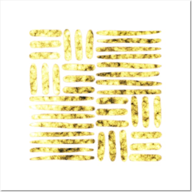 Line square pattern in gold Wall Art by cecilestees